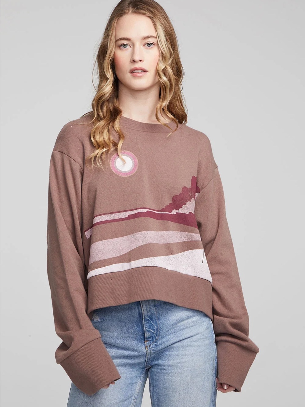NWT Anthropologie Chaser Abstract Beach Pullover Sweatshirt Print Sz S
